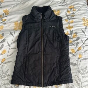 Columbia Black Quilted Vest with High Collar